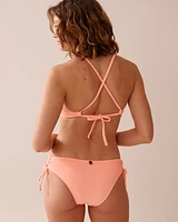 CORAL PINK Ribbed Bralette Bikini Top