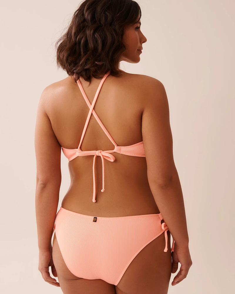 CORAL PINK Ribbed Bralette Bikini Top