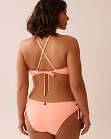 CORAL PINK Ribbed Bralette Bikini Top
