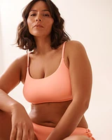 CORAL PINK Ribbed Bralette Bikini Top