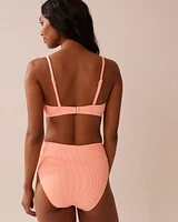 CORAL PINK Ribbed U-Wire Bandeau Bikini Top