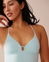 BABY BLUE Recycled Fibers Longline Triangle Bikini Top
