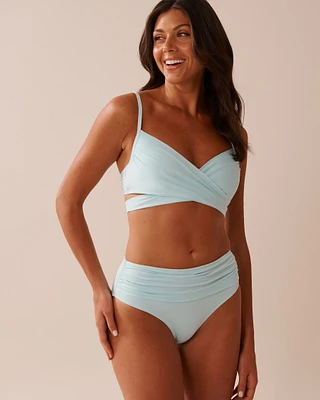 BABY BLUE Recycled Fibers Crossed Push-up Bikini Top