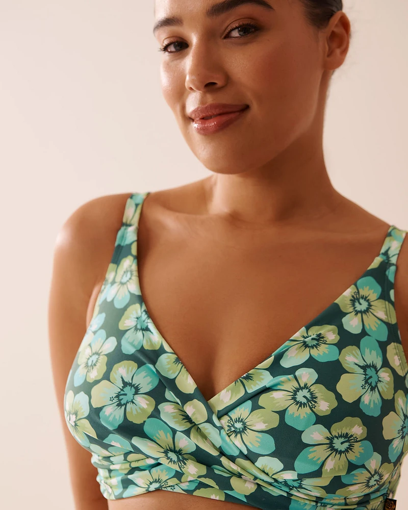 AQUA FLORA Recycled Fibers D Cup Bralette Bikini Top