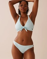 BABY BLUE Textured D Cup Triangle Bikini Top