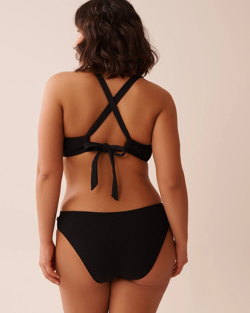 SOLID Textured D Cup Balconette Bikini Top