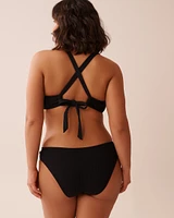 SOLID Textured D Cup Balconette Bikini Top