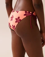 CORAL RED FLORAL Side Tie Brazilian Bikini Bottom