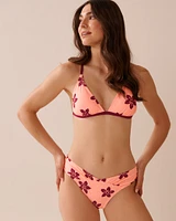 CORAL RED FLORAL V-cut Cheeky Bikini Bottom