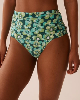 AQUA FLORA Recycled Fibers Draped High Waist Bikini Bottom