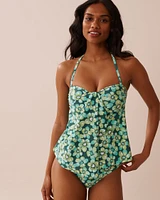 AQUA FLORA Recycled Fibers Draped High Waist Bikini Bottom