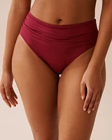 DEEP RED Draped Mid Waist Bikini Bottom
