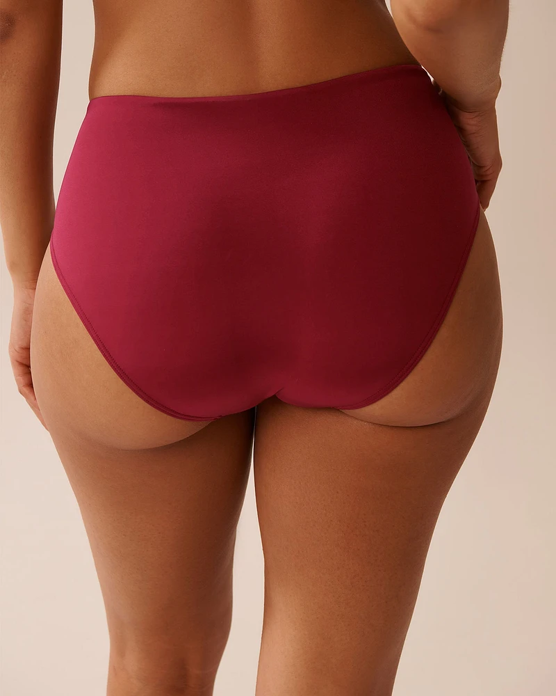 DEEP RED Draped Mid Waist Bikini Bottom