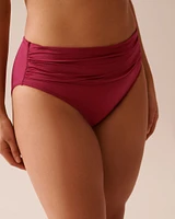 DEEP RED Draped Mid Waist Bikini Bottom