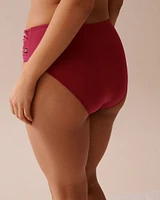 DEEP RED Draped Mid Waist Bikini Bottom