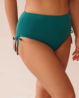 TEAL BLUE Side Tie High Waist Bikini Bottom