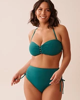 TEAL BLUE Side Tie High Waist Bikini Bottom