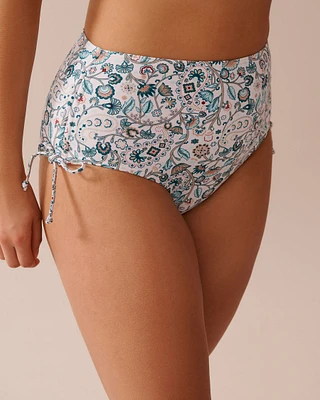 ENCHANTED FLORA Side Tie High Waist Bikini Bottom