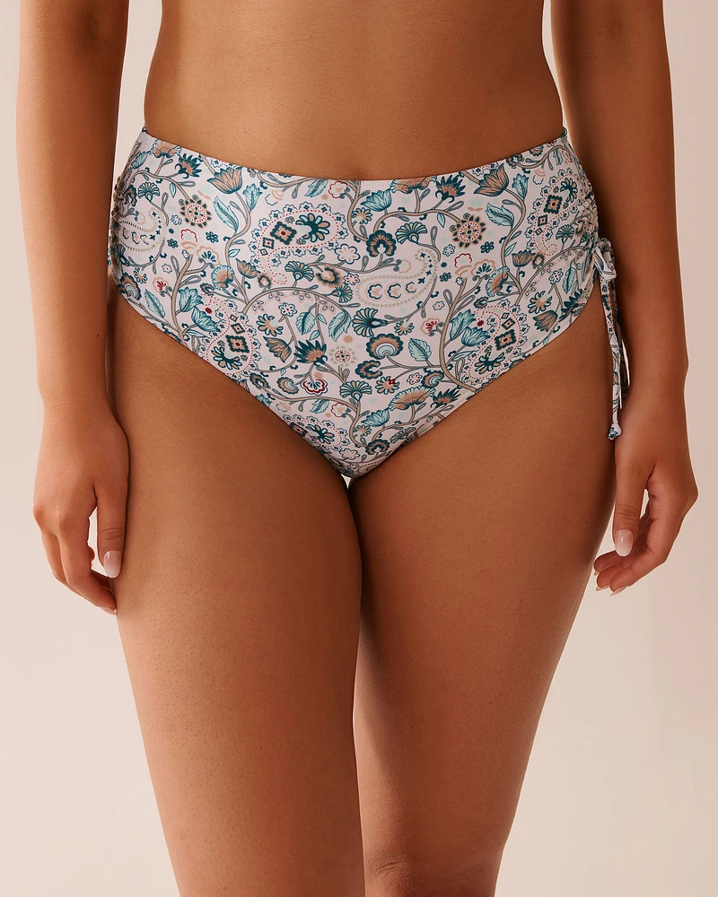 ENCHANTED FLORA Side Tie High Waist Bikini Bottom
