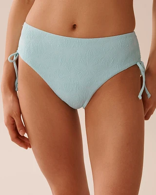 BABY BLUE Textured Side Tie Cheeky Bikini Bottom