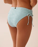 BABY BLUE Textured Side Tie Cheeky Bikini Bottom
