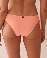 CORAL PINK Ribbed Side Tie Cheeky Bikini Bottom