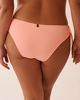 CORAL PINK Ribbed Side Tie Cheeky Bikini Bottom