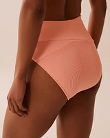 CORAL PINK Ribbed High Waist Bikini Bottom