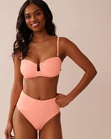 CORAL PINK Ribbed High Waist Bikini Bottom