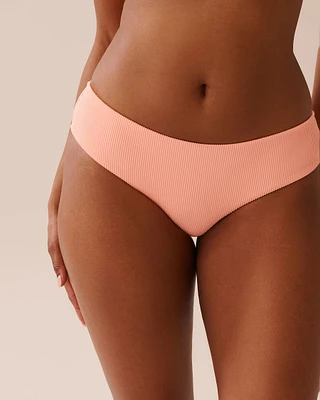 CORAL PINK Ribbed Hipster Bikini Bottom