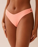 CORAL PINK Ribbed Thong Bikini Bottom