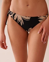BLACK HIBISCUS Side Tie Brazilian Bikini Bottom