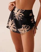 Bas de bikini jupe taille haute BLACK HIBISCUS