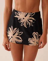 BLACK HIBISCUS High Waist Skirt Bikini Bottom