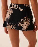 Bas de bikini jupe taille haute BLACK HIBISCUS
