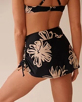 Bas de bikini jupe taille haute BLACK HIBISCUS