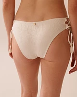 COCONUT MILK Textured Side Tie Cheeky Bikini Bottom