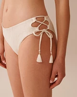 COCONUT MILK Textured Side Tie Cheeky Bikini Bottom