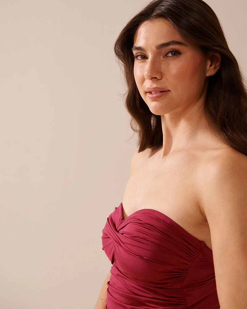 DEEP RED Bandeau One-piece Swimsuit