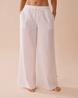 Cotton-Linen Blend Wide Leg Pants