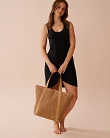 Straw Bag with Twill Handles