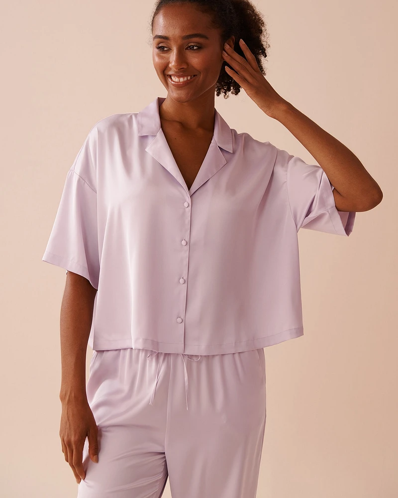 Satin Short Sleeve Button-down Shirt