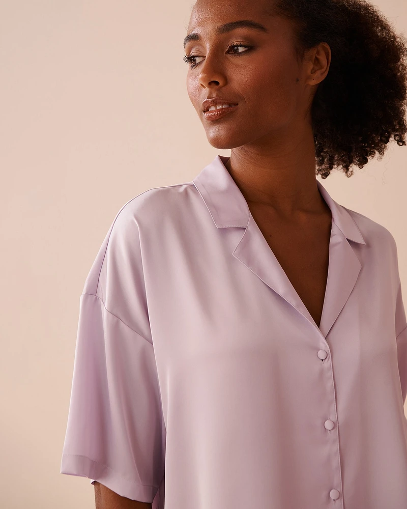 Satin Short Sleeve Button-down Shirt