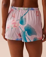 Lavender Garden Print Satin Shorts