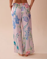 Lavender Garden Print Satin Pants