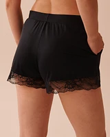 Lace Trim Microfiber Shorts