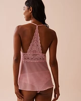 Ensemble 2 pièces en dentelle florale et résille