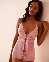 Ensemble 2 pièces en dentelle florale et résille