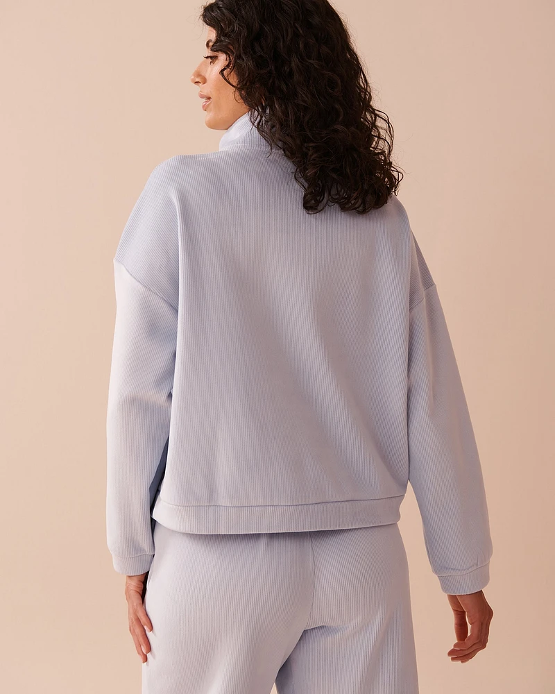 Chandail demi-zip épais en tissu côtel