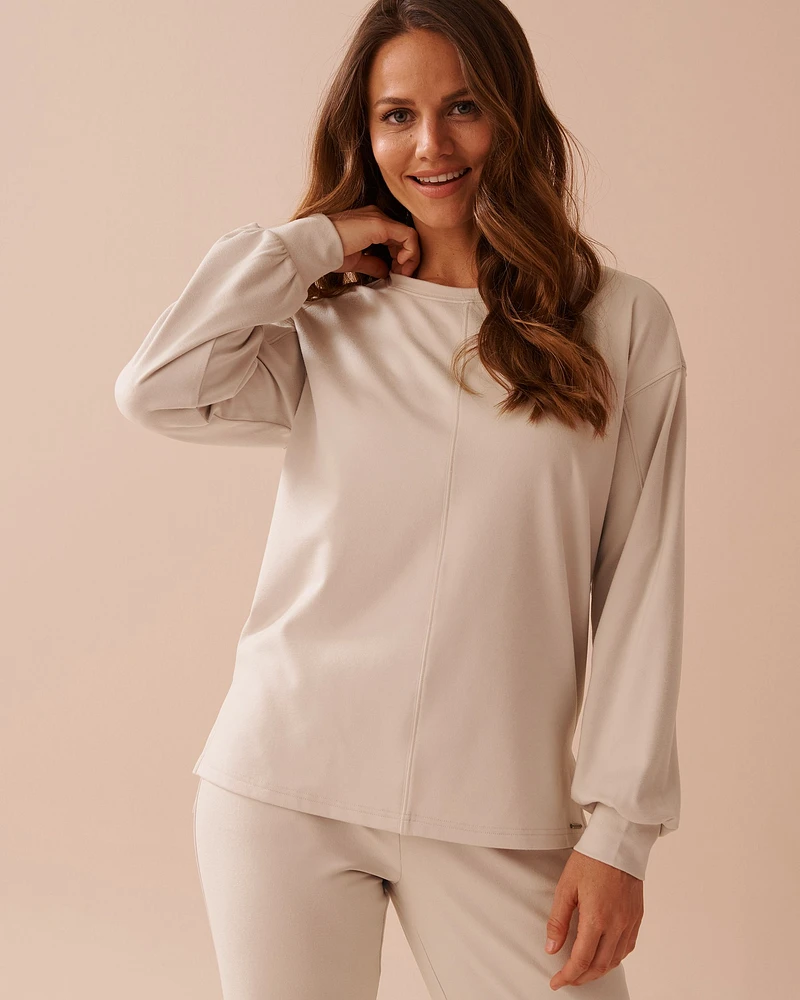 Lightly Ribbed Crew Neck Sweatshirt